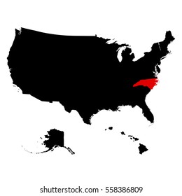 map of the U.S. state of North Carolina . vector
