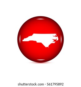 Map of the U.S. state of North Carolina. Red button.