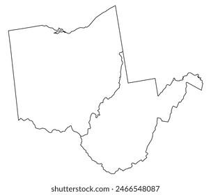 Map of the U.S. state of Ohio, West Virginia