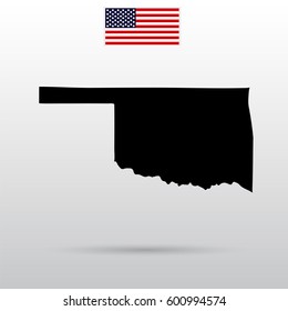 Map of the U.S. state of Oklahoma. American flag.