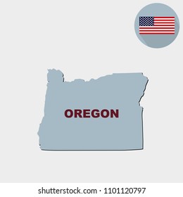 Map of the U.S. state of Oregon on a grey background. American f