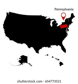 map of the U.S. state of Pennsylvania on a white background