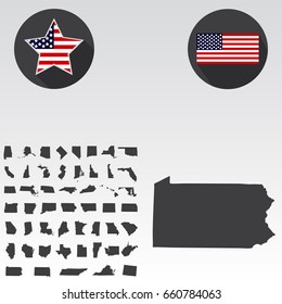 Map of the U.S. state of Pennsylvania on a white background.