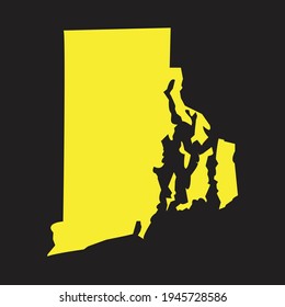 Map of the US state of Rhode Island on a black background, USA State of Rhode Island vector map silhouette isolated on black background, high detailed illustration, united state of America country.