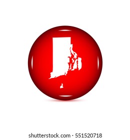 Map of the U.S. state of Rhode Island. Red button on a white background.