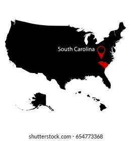 map of the U.S. state of South Carolina on a white background