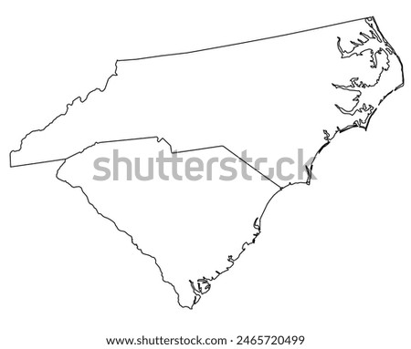 Map of the U.S. state of South Carolina, North Carolina