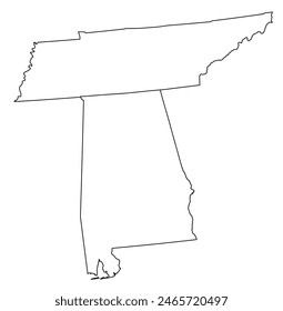 Map of the U.S. state of Tennessee, Alabama