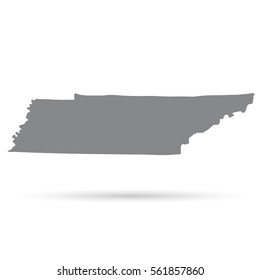 Map of the U.S. state of Tennessee on a white background.