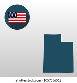 Map of the U.S. state of Utah on a white background. American flag