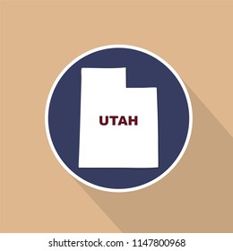 Map of the U.S. state of Utah on a blue background. State name