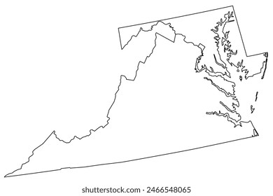 Map of the U.S. state of Virginia, Maryland