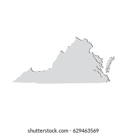 Map of the U.S. state of Virginia on a white background.
