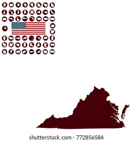 Map of the U.S. state of Virginia on a white background