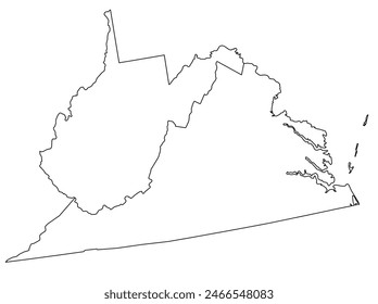 Map of the U.S. state of Virginia, West Virginia