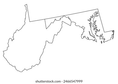 Map of the U.S. state of West Virginia, Maryland