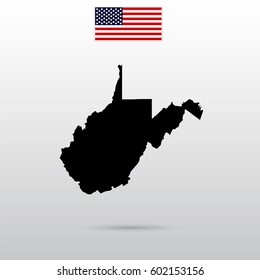 Map of the U.S. state of West Virginia. American flag
