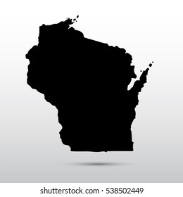 Map of the U.S. state of Wisconsin.