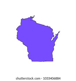 Map of the U.S. state of Wisconsin on a white background