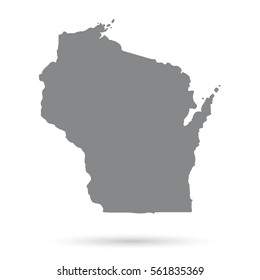Map of the U.S. state of Wisconsin on a white background.