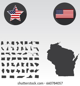 Map of the U.S. state of Wisconsin on a white background.