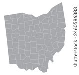 Map of the US states with districts. Map of the U.S. state of Ohio