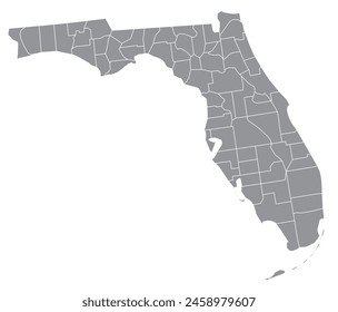 Map of the US states with districts. Map of the U.S. state of Florida