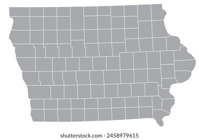 Map of the US states with districts. Map of the U.S. state of Iowa