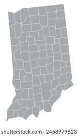 Map of the US states with districts. Map of the U.S. state of Indiana