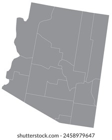 Map of the US states with districts. Map of the U.S. state of Arizona