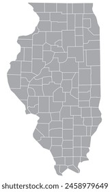 Map of the US states with districts. Map of the U.S. state of Illinois