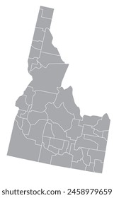 Map of the US states with districts. Map of the U.S. state of Idaho