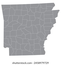 Map of the US states with districts. Map of the U.S. state of Arkansas