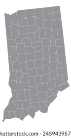 Map of the US states with districts. Map of the U.S. state of Indiana