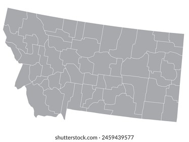 Map of the US states with districts. Map of the U.S. state of Montana