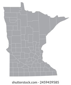 Map of the US states with districts. Map of the U.S. state of Minnesota