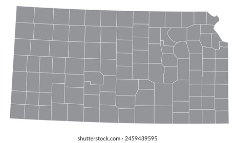 Map of the US states with districts. Map of the U.S. state of Kansas