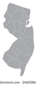 Mapa de los estados de los Estados Unidos con distritos. Mapa del estado de Jersey Nuevo en Estados Unidos