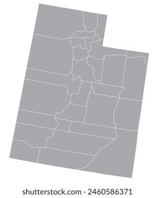 Map of the US states with districts. Map of the U.S. state of Utah