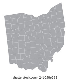 Map of the US states with districts. Map of the U.S. state of Ohio