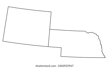 Map of the US states with districts. Map of the U.S. state of Wyoming, Nebraska