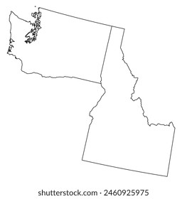 Map of the US states with districts. Map of the U.S. state of Washington,Idaho