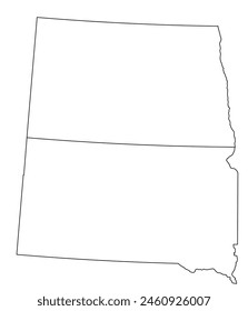 Karte der US-Bundesstaaten mit Bezirken. Karte von North Dakota, South Dakota