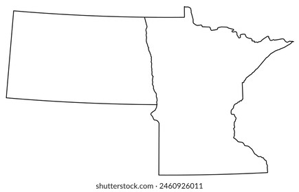Mapa de los estados de los Estados Unidos con distritos. Mapa del estado estadounidense de Dakota del Norte, Minnesota