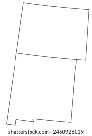 Map of the US states with districts. Map of the U.S. state of New Mexico, Colorado