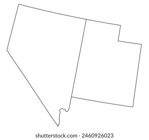 Map of the US states with districts. Map of the U.S. state of Nevada,Utah