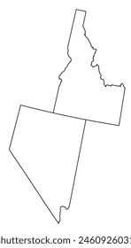 Map of the US states with districts. Map of the U.S. state of Nevada,Idaho