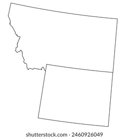 Map of the US states with districts. Map of the U.S. state of Montana, Wyoming