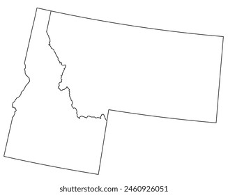 Map of the US states with districts. Map of the U.S. state of Montana,Idaho