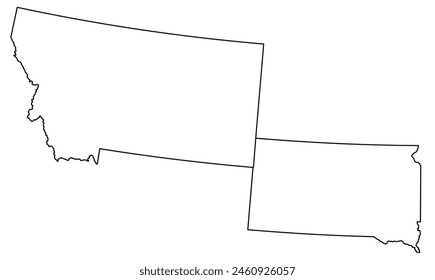 Map of the US states with districts. Map of the U.S. state of Montana, South Dakota